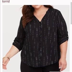 Torrid Black Harper Arrow button down